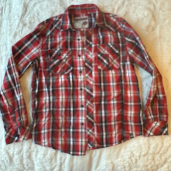 Machine Meds Red and Black Plaid Button Down Shirt Size xl B12 - Picture 5 of 8